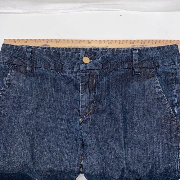 Tory Burch Dark Blue Trouser Shorts Gold Tone Signature Button Zipper Closure - Picture 10 of 14